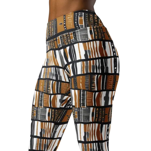 Ochre Rhythm on a Yoga Leggings