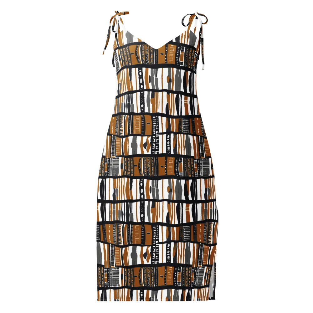 Ochre Rhythm on Slip Dress — Front