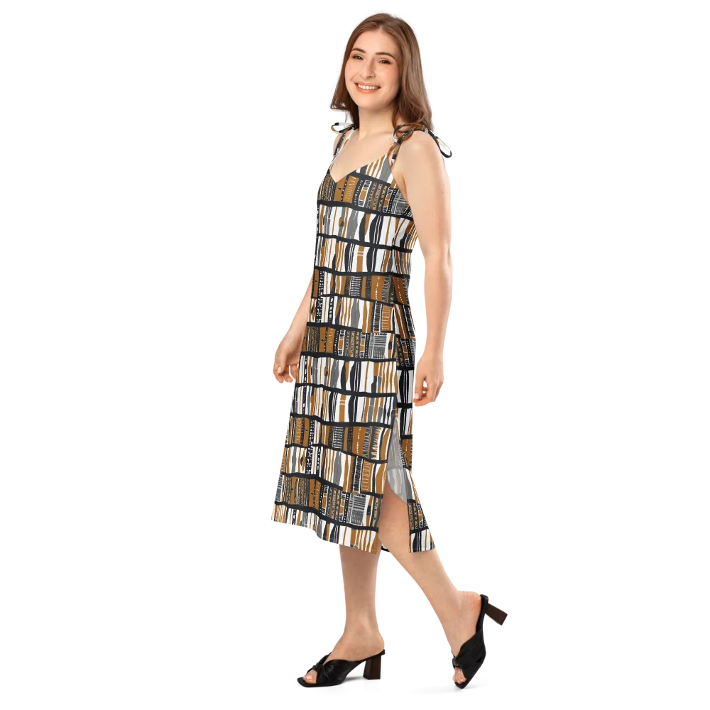 Ochre Rhythm on Slip Dress — Left Front