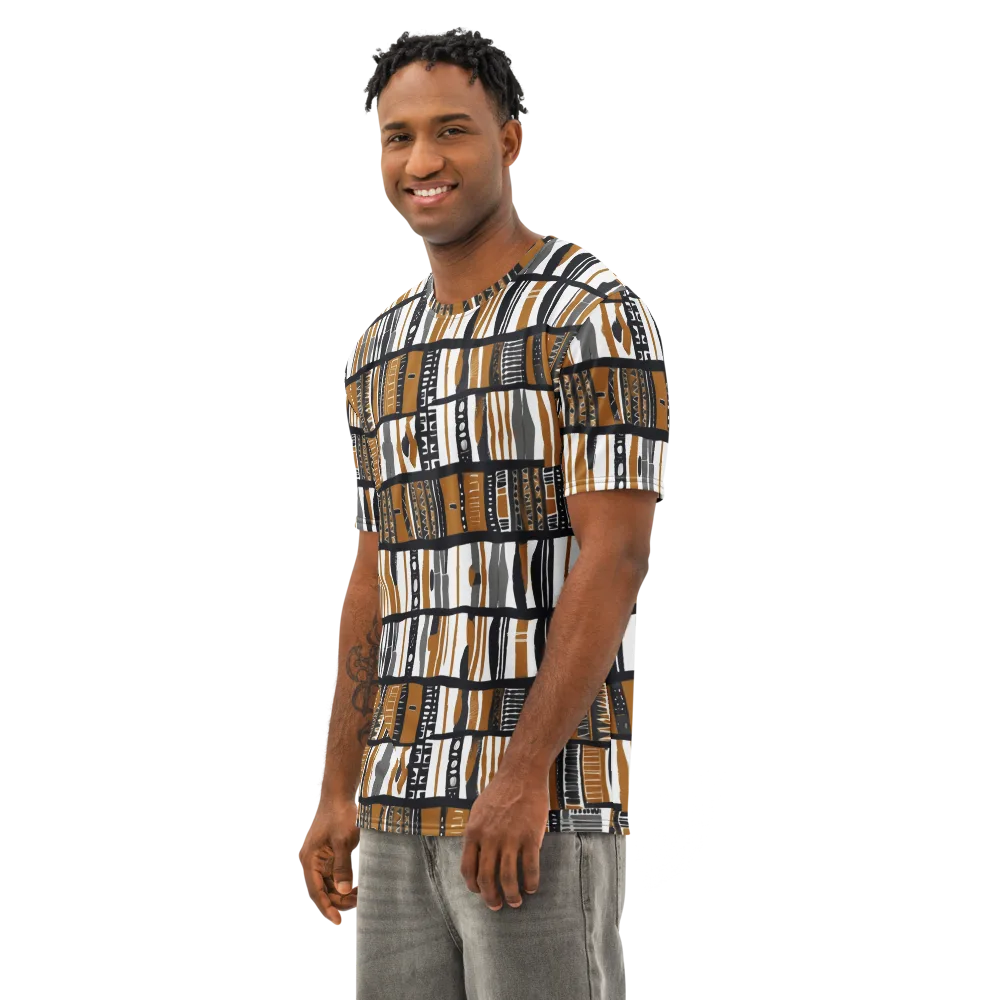 Ochre Rhythm on Men's Cotton Crew Neck T-Shirt — Left Front