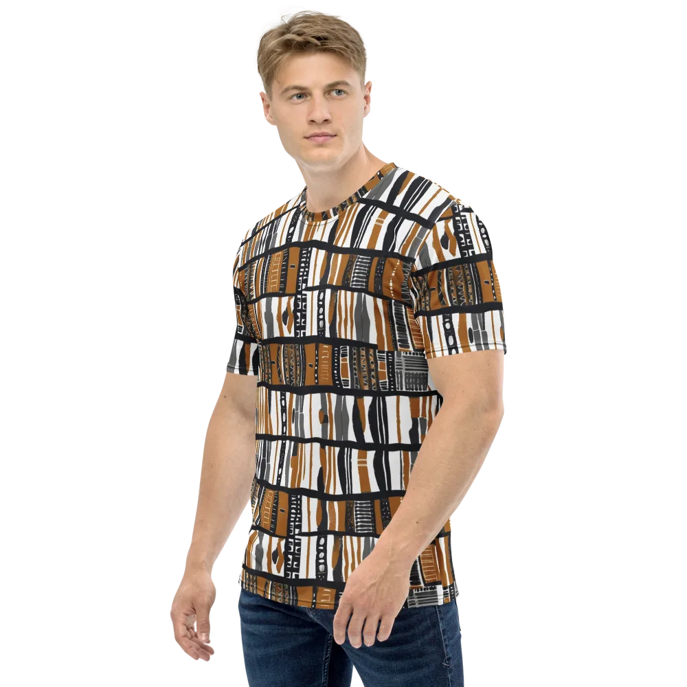 Ochre Rhythm on Men's Crew Neck T-Shirt — Left