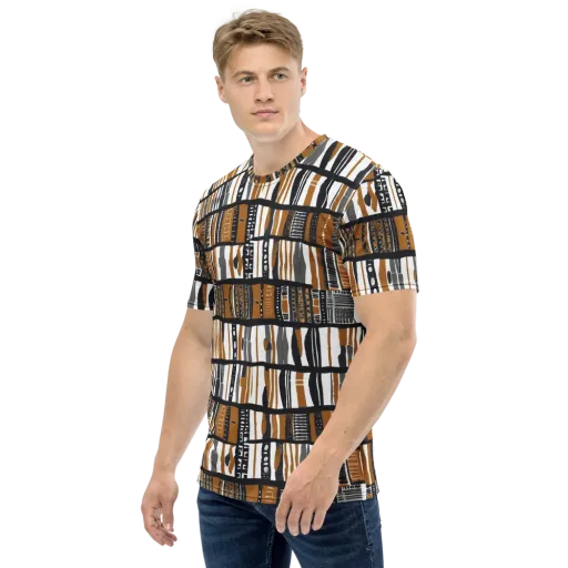 Ochre Rhythm on a Men's Crew Neck T-Shirt