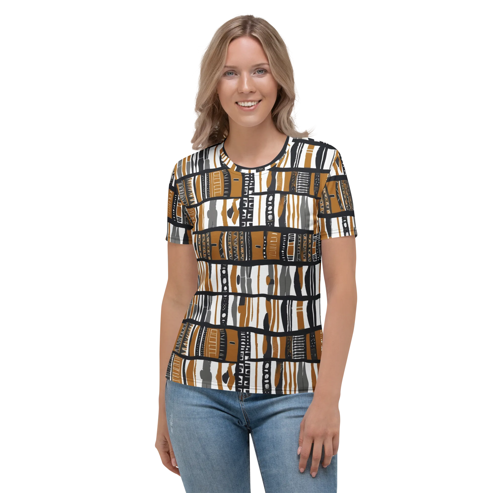 Ochre Rhythm on Women's Crew Neck T-Shirt — Front