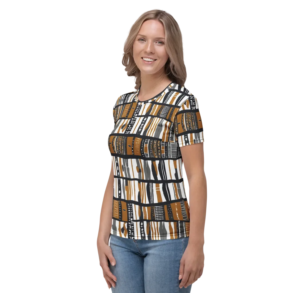 Ochre Rhythm on Women's Crew Neck T-Shirt — Left