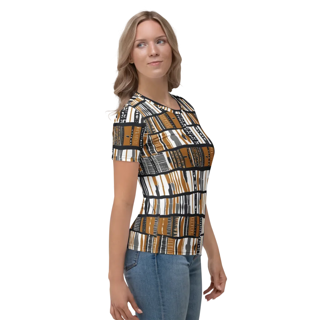Ochre Rhythm on Women's Crew Neck T-Shirt — Right