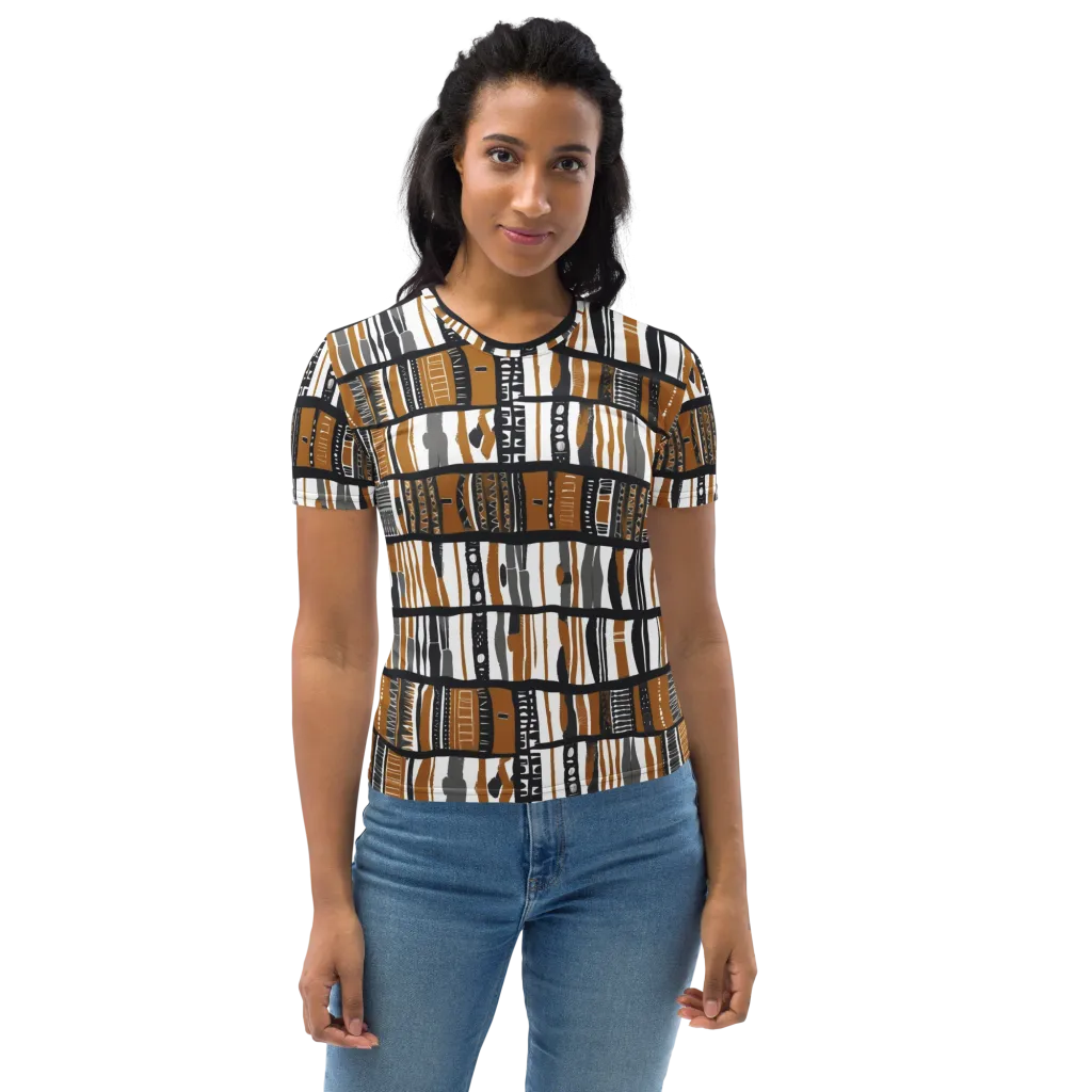 Ochre Rhythm on Women's Crew Neck T-Shirt — Front