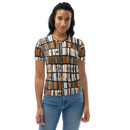 Ochre Rhythm on a Women's Crew Neck T-Shirt