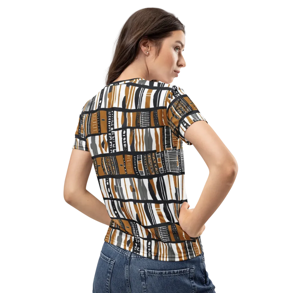 Ochre Rhythm on Women's Crew Neck T-Shirt — Back