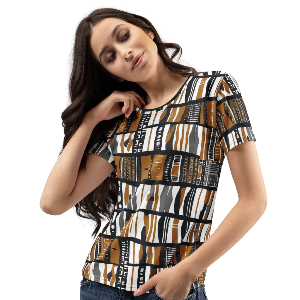 Ochre Rhythm on Women's Crew Neck T-Shirt — Left Front