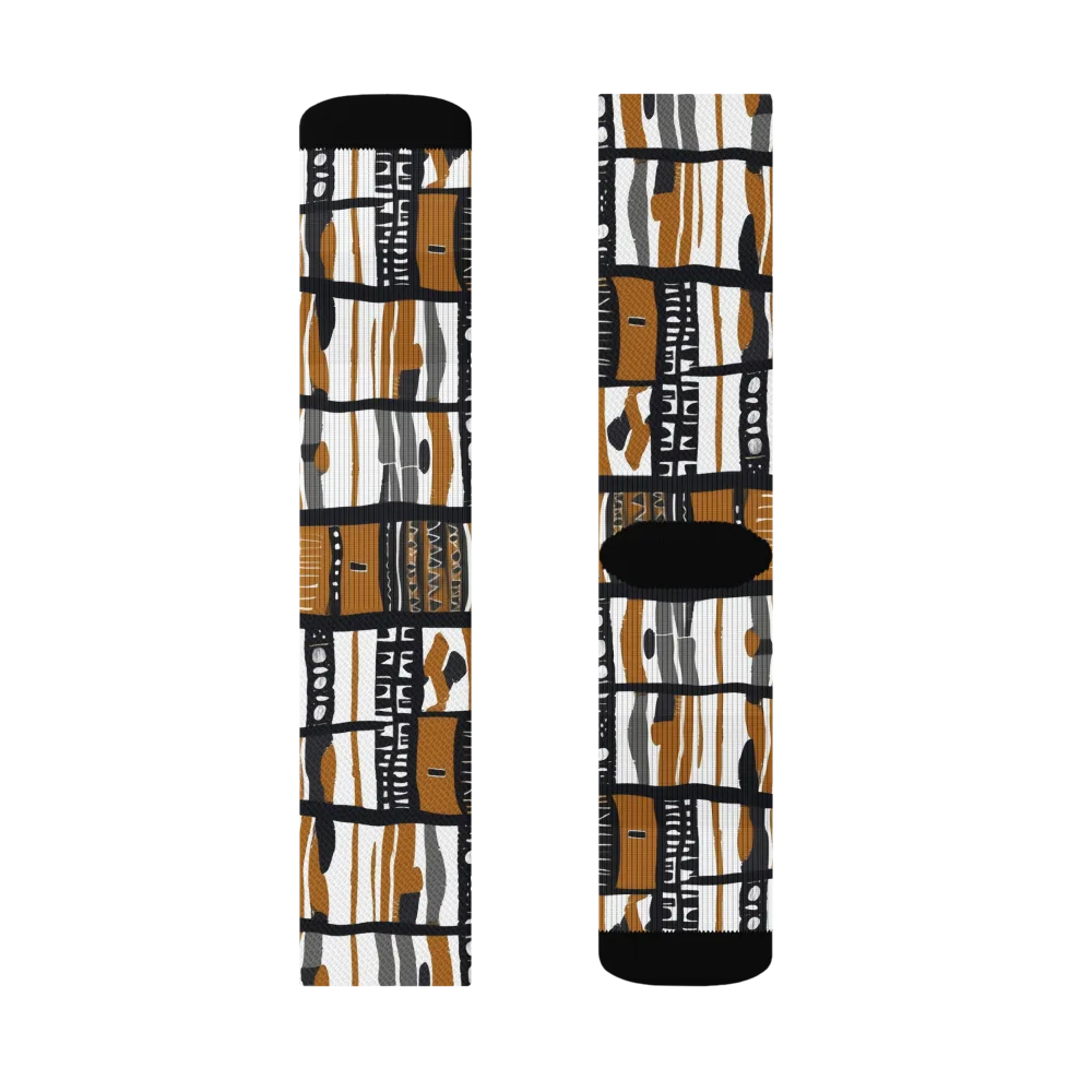 Ochre Rhythm on Socks — Left Sock