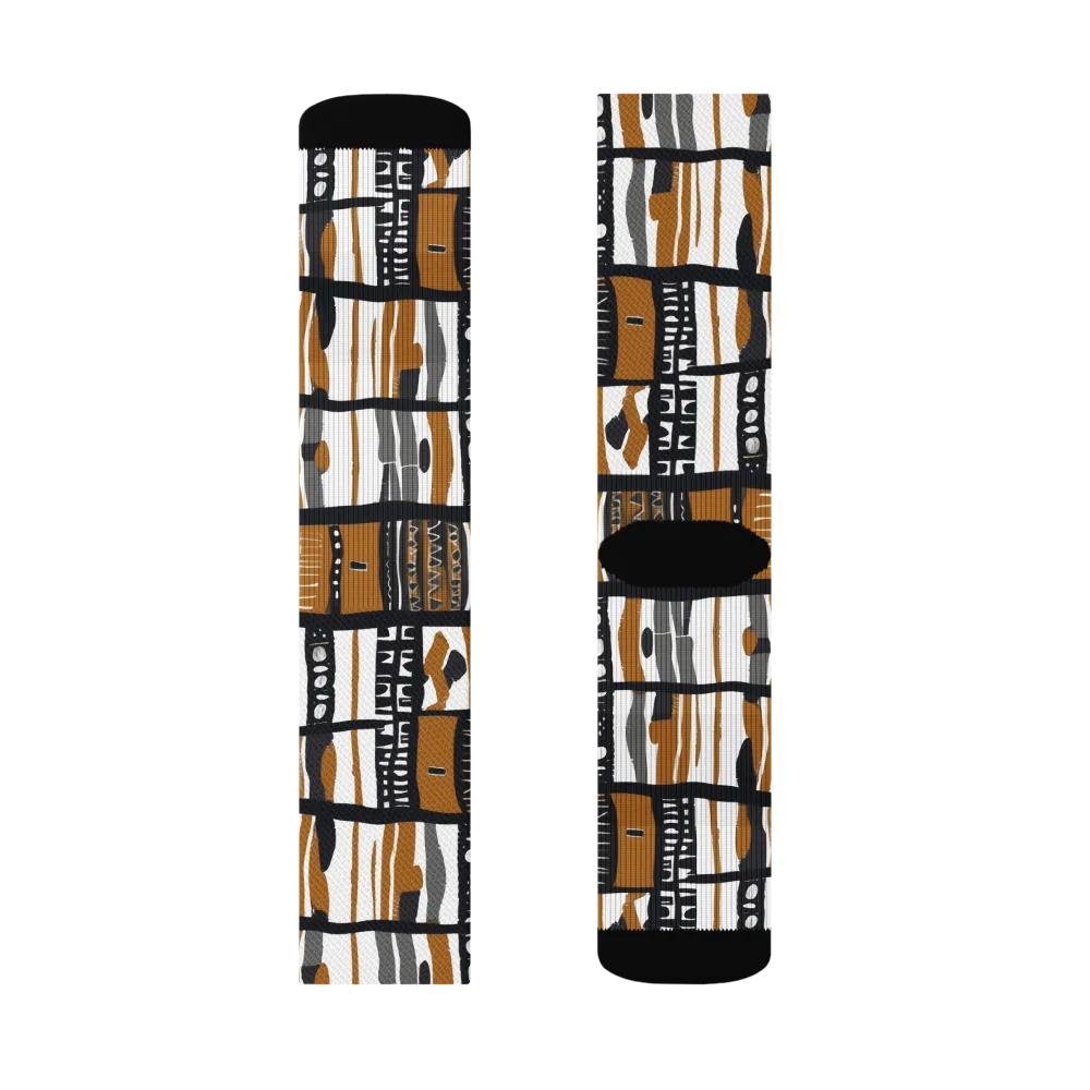 Ochre Rhythm on Socks — Right Sock