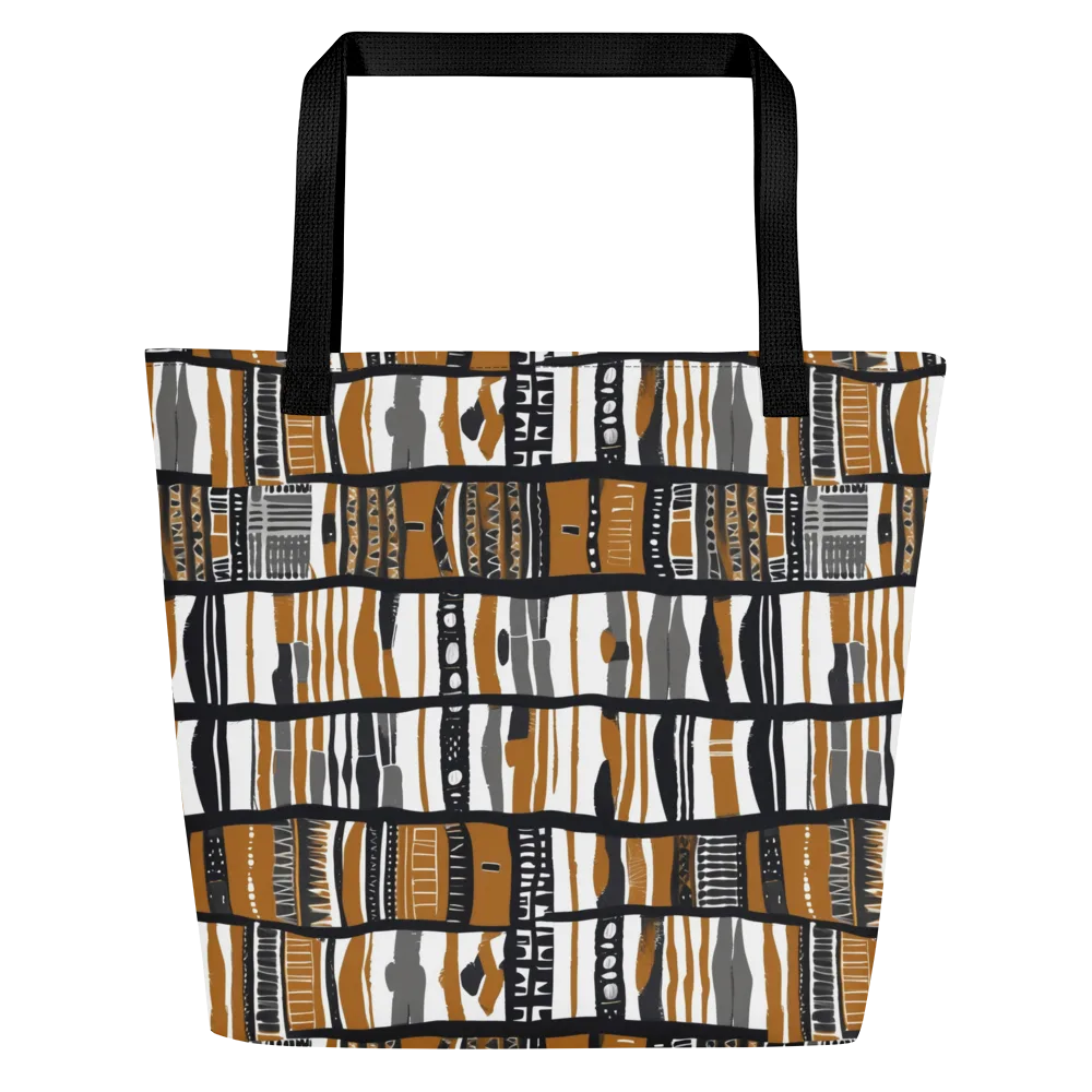 Ochre Rhythm on Large Tote Bag W/ Pocket — Front