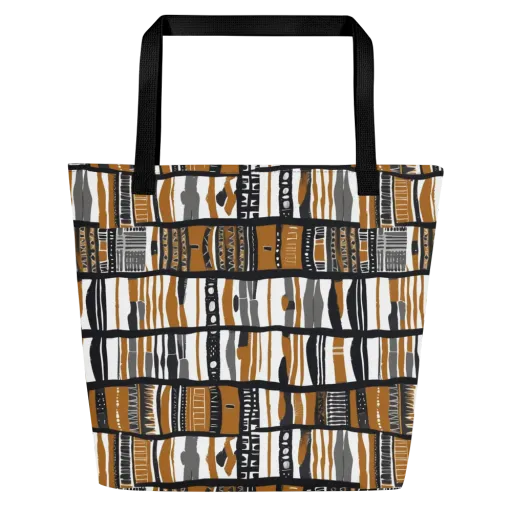 Ochre Rhythm on a Large Tote Bag W/ Pocket