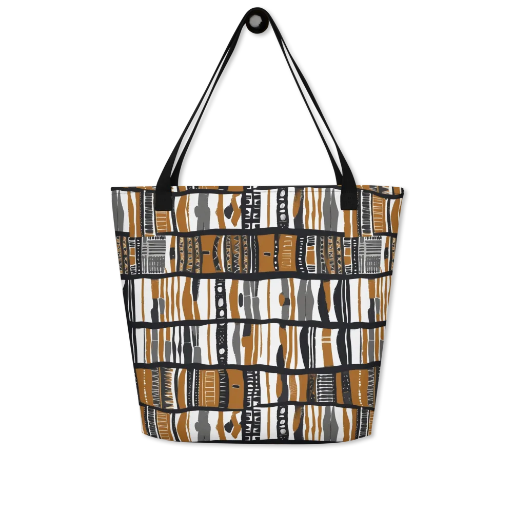 Ochre Rhythm on Large Tote Bag W/ Pocket — Front