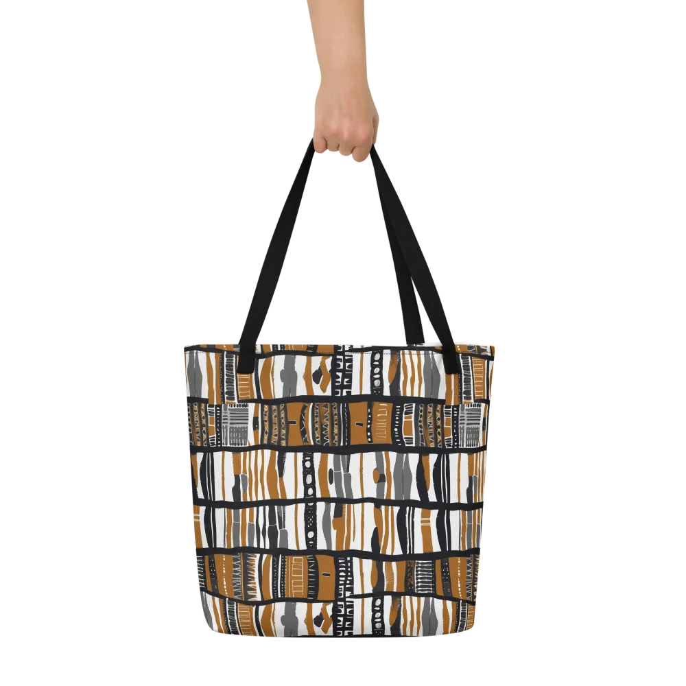 Ochre Rhythm on Large Tote Bag W/ Pocket — Front