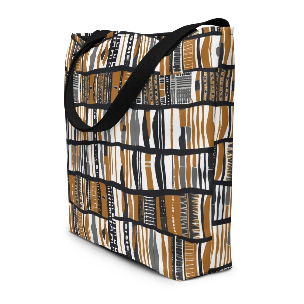 Ochre Rhythm on Large Tote Bag W/ Pocket — Front