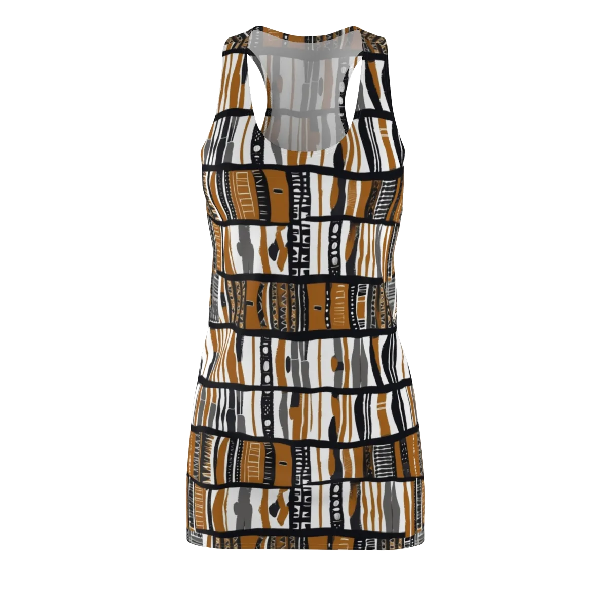Ochre Rhythm on Racerback Dress — Front