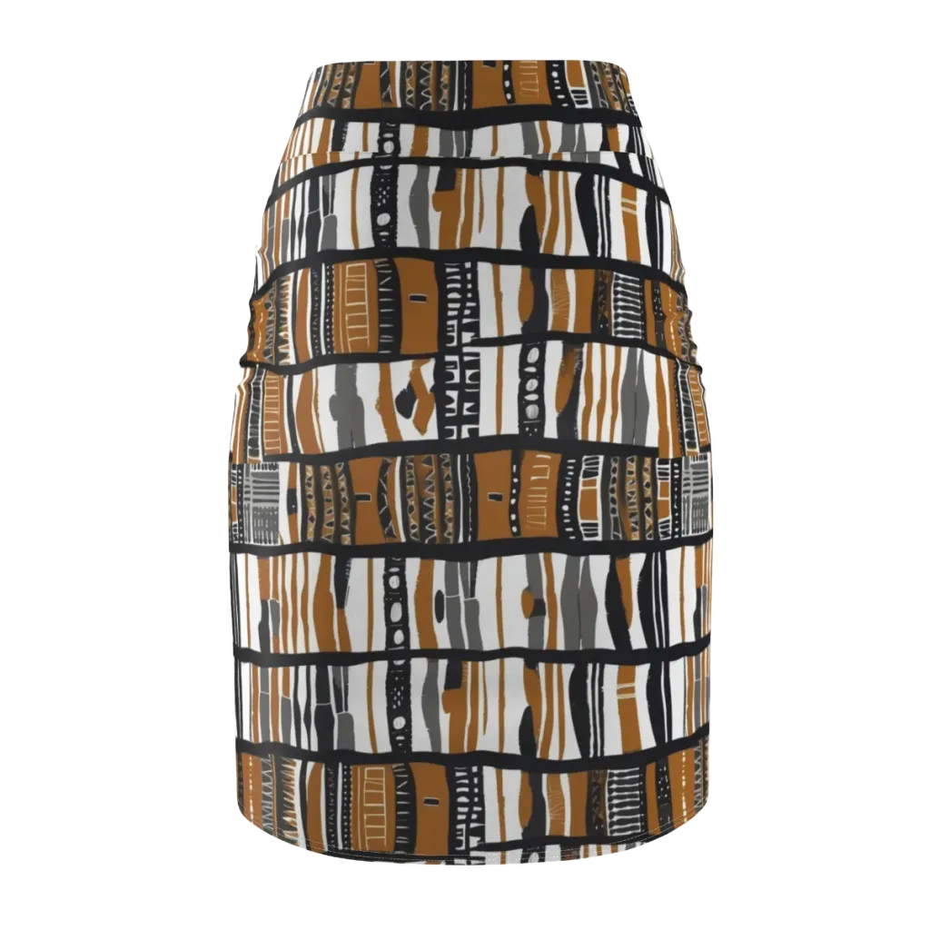 Ochre Rhythm on Pencil Skirt — Back