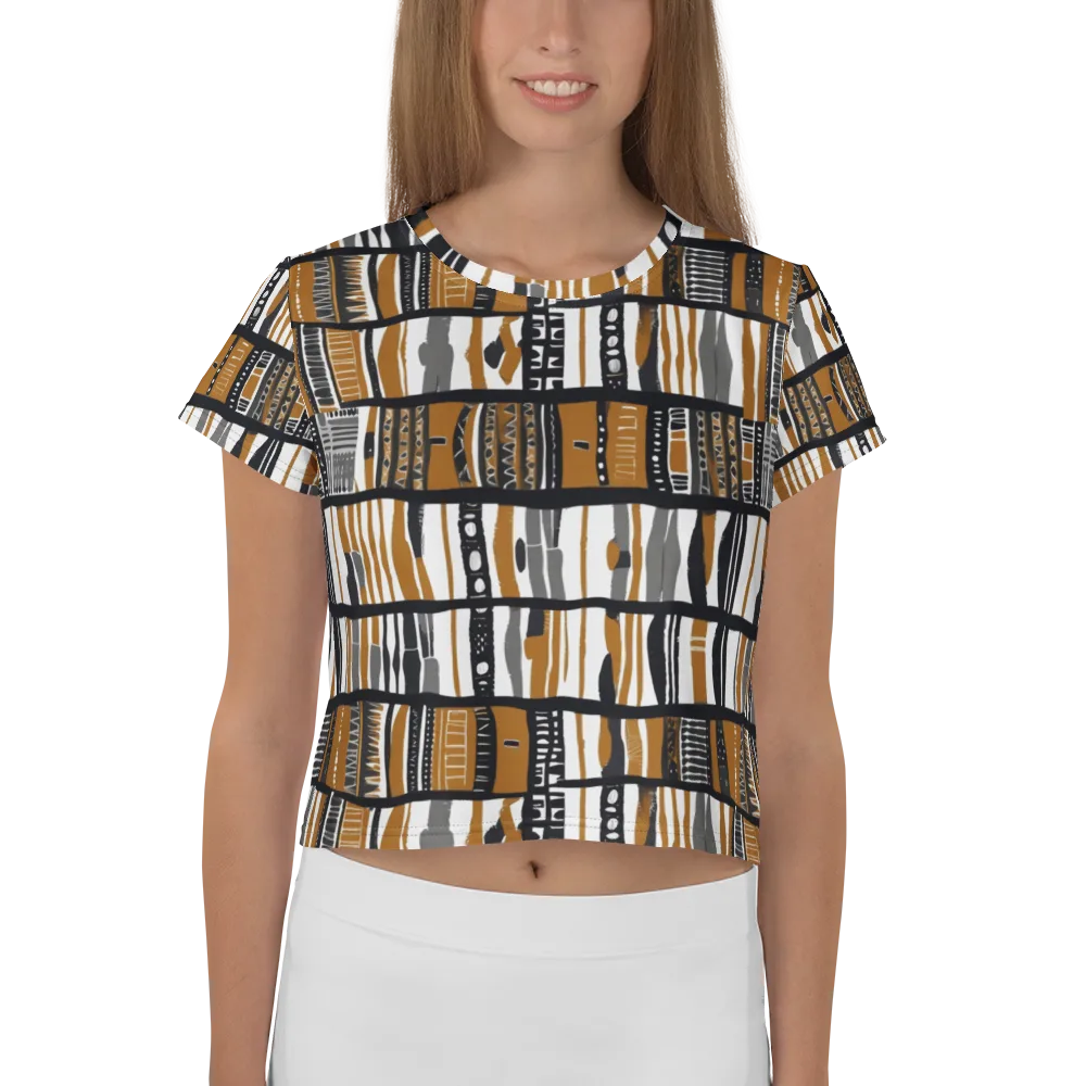 Ochre Rhythm on Crop Tee — Front