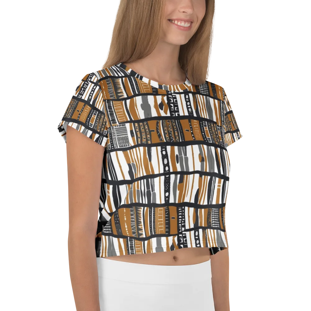 Ochre Rhythm on Crop Tee — Right