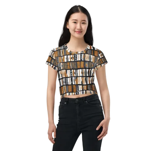 Ochre Rhythm on a Crop Tee
