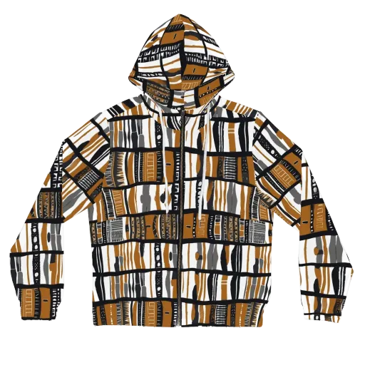 Ochre Rhythm on a Women's Full-Zip Hoodie