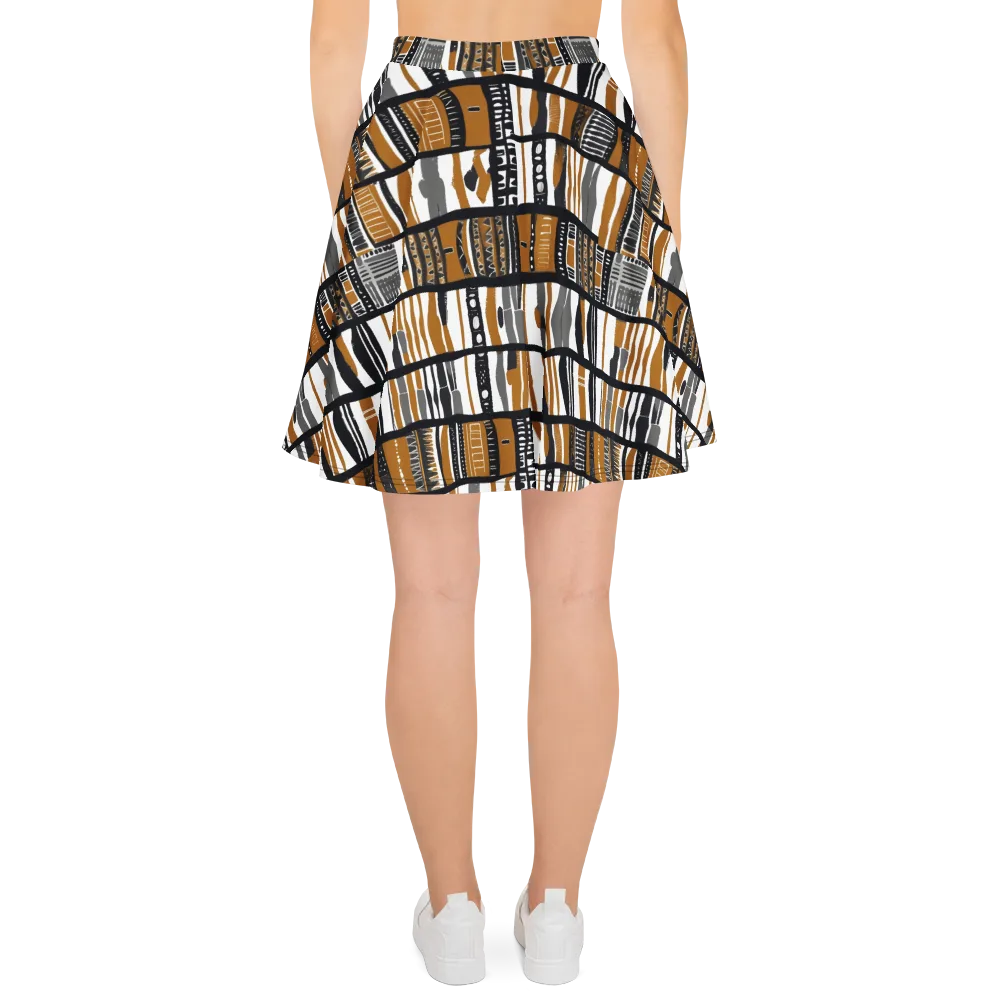 Ochre Rhythm on Skater Skirt — Back