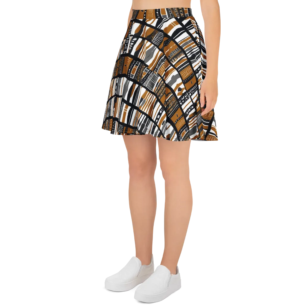 Ochre Rhythm on Skater Skirt — Left