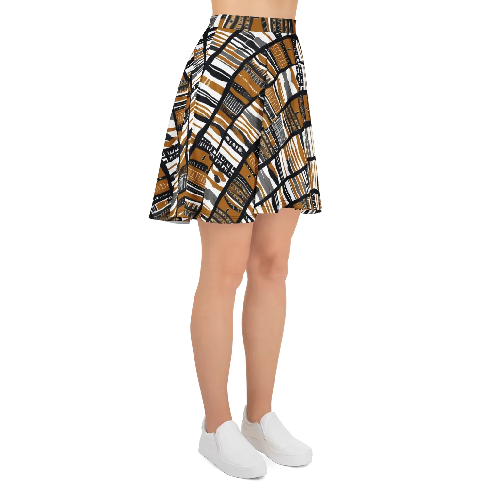 Ochre Rhythm on Skater Skirt — Right