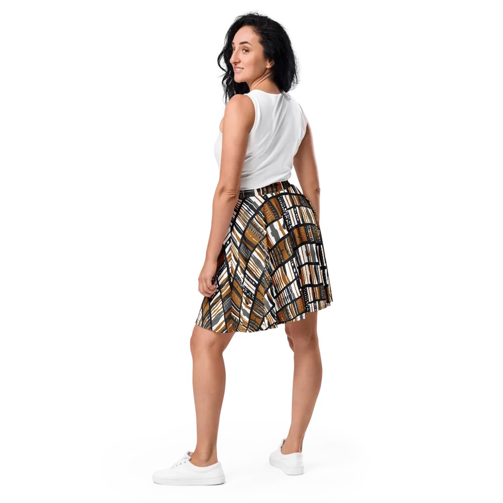 Ochre Rhythm on Skater Skirt — Back