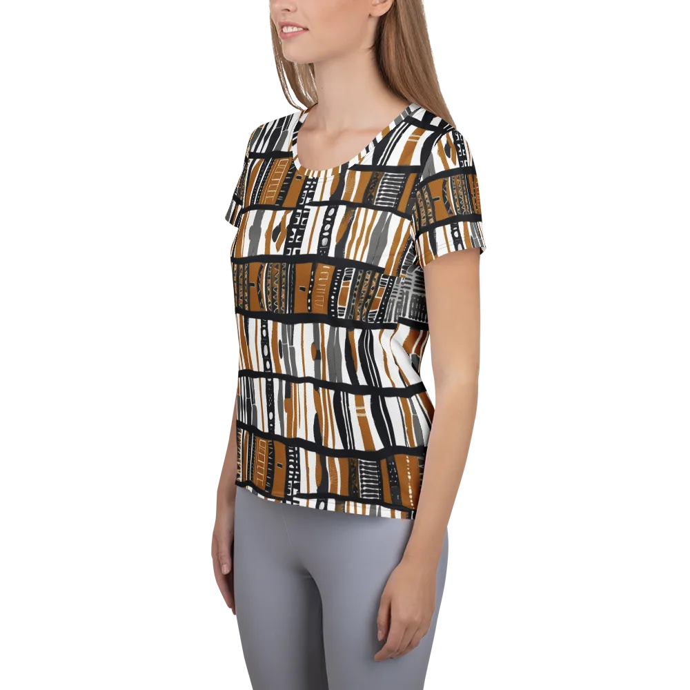 Ochre Rhythm on Women's Athletic T-Shirt — Left