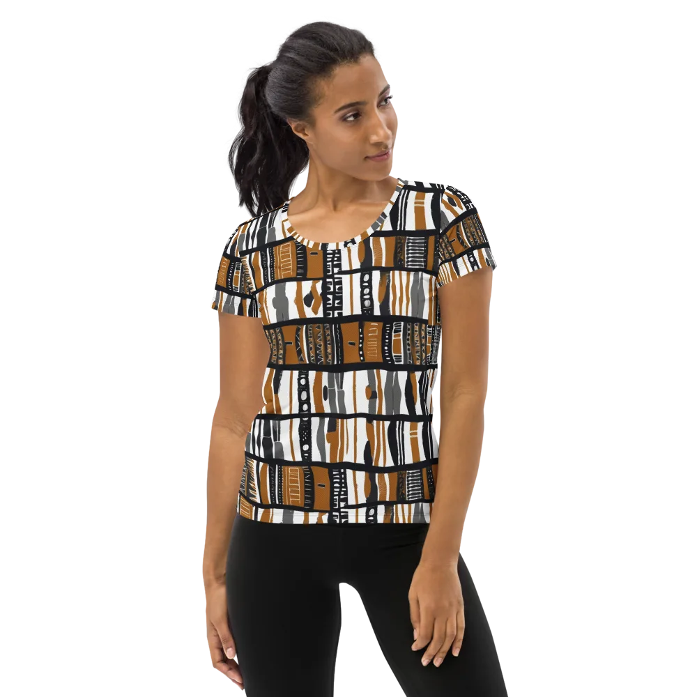 Ochre Rhythm on Women's Athletic T-Shirt — Front