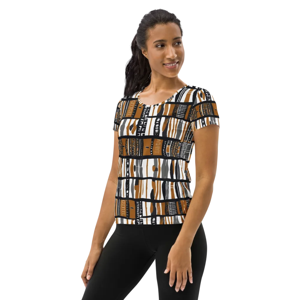 Ochre Rhythm on Women's Athletic T-Shirt — Left