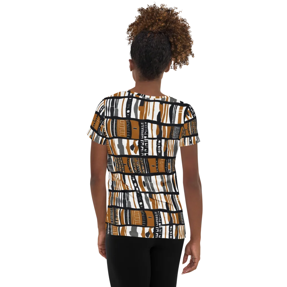 Ochre Rhythm on Women's Athletic T-Shirt — Back