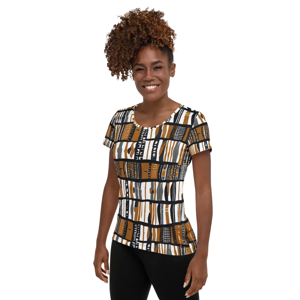 Ochre Rhythm on Women's Athletic T-Shirt — Left
