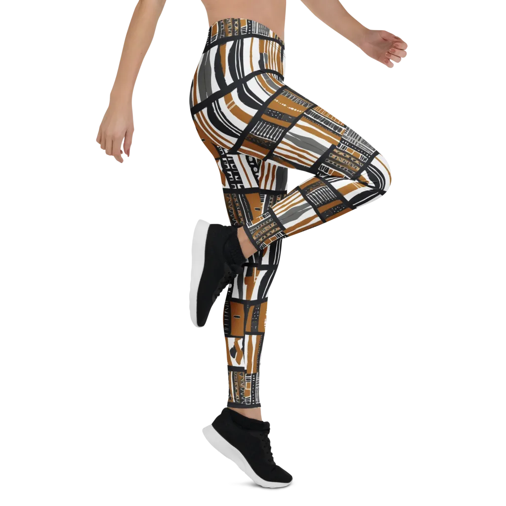 Ochre Rhythm on Leggings — Right