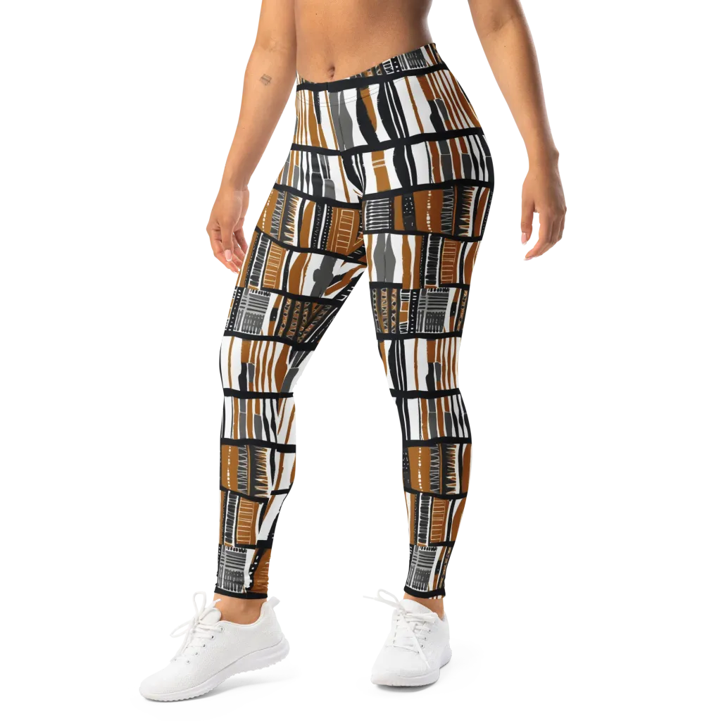 Ochre Rhythm on Leggings — Left Front