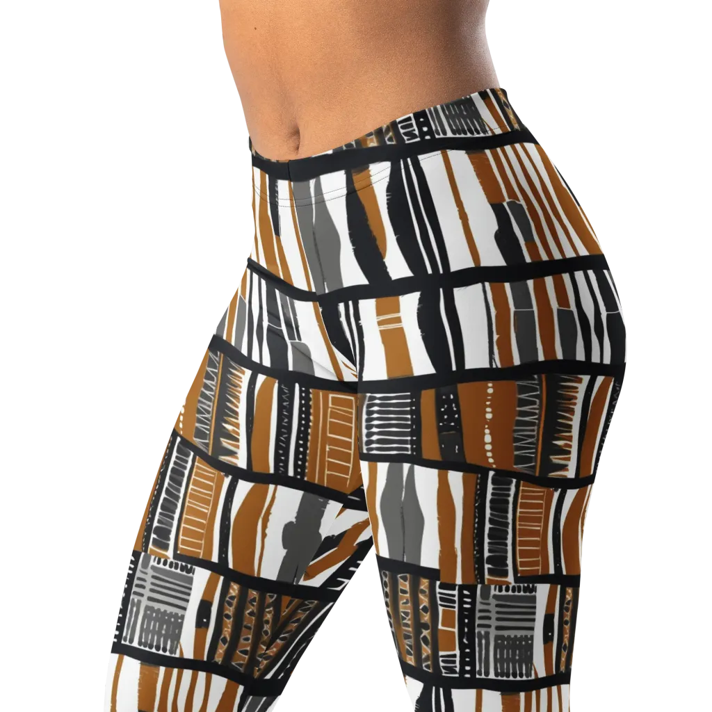Ochre Rhythm on Leggings — Left Front