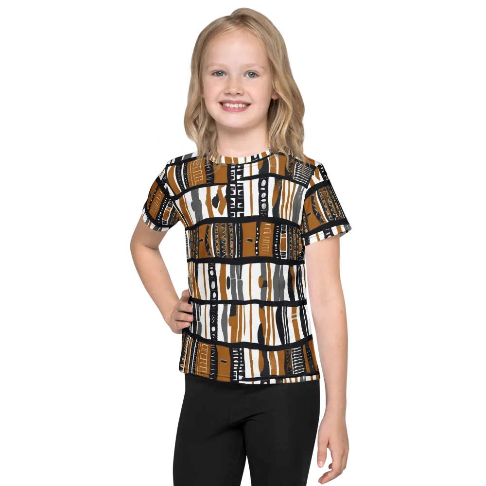 Ochre Rhythm on Kids Crew Neck T-Shirt — Front