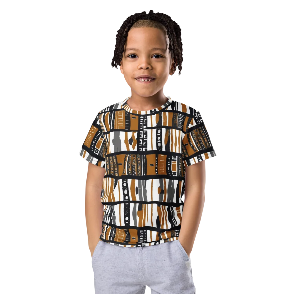 Ochre Rhythm on Kids Crew Neck T-Shirt — Front