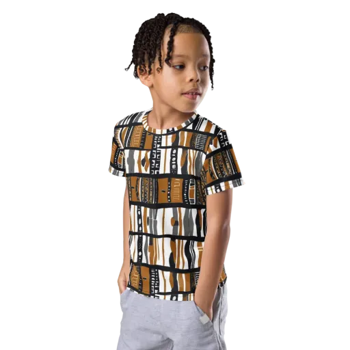 Ochre Rhythm on a Kids Crew Neck T-Shirt