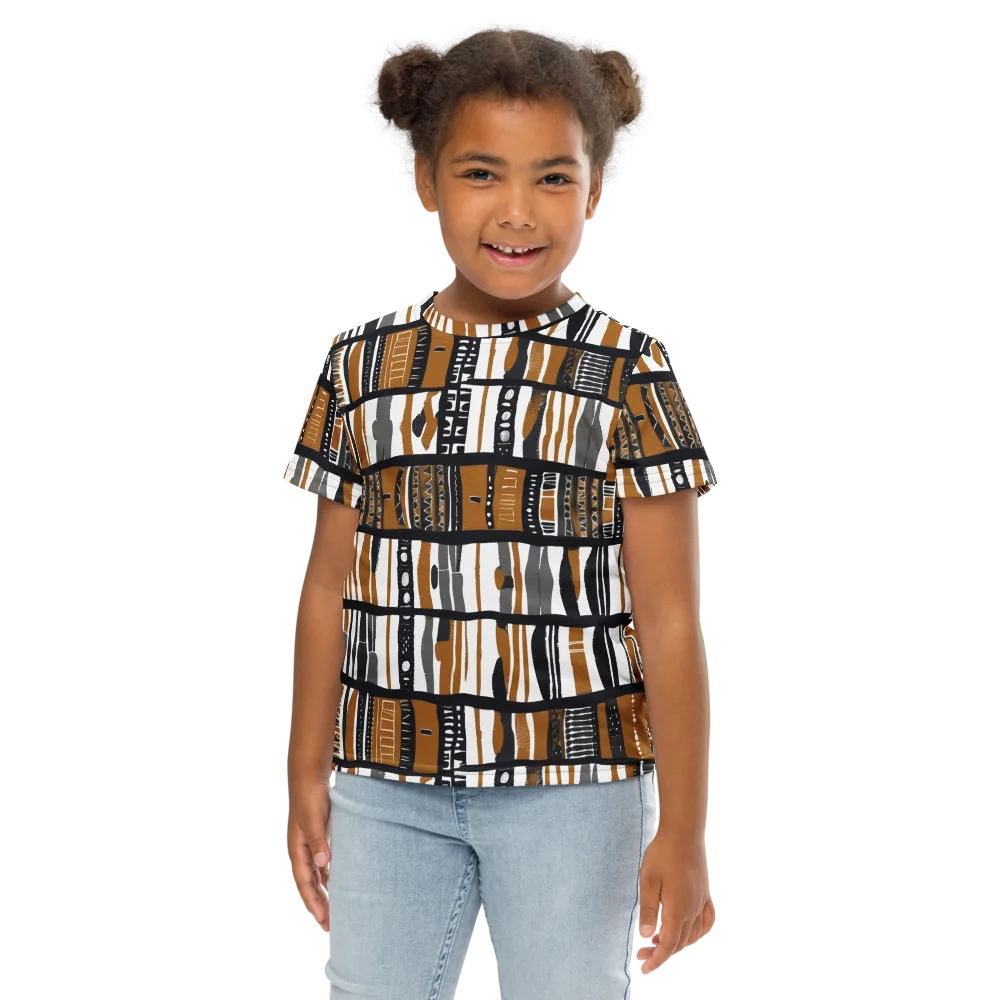 Ochre Rhythm on Kids Crew Neck T-Shirt — Front
