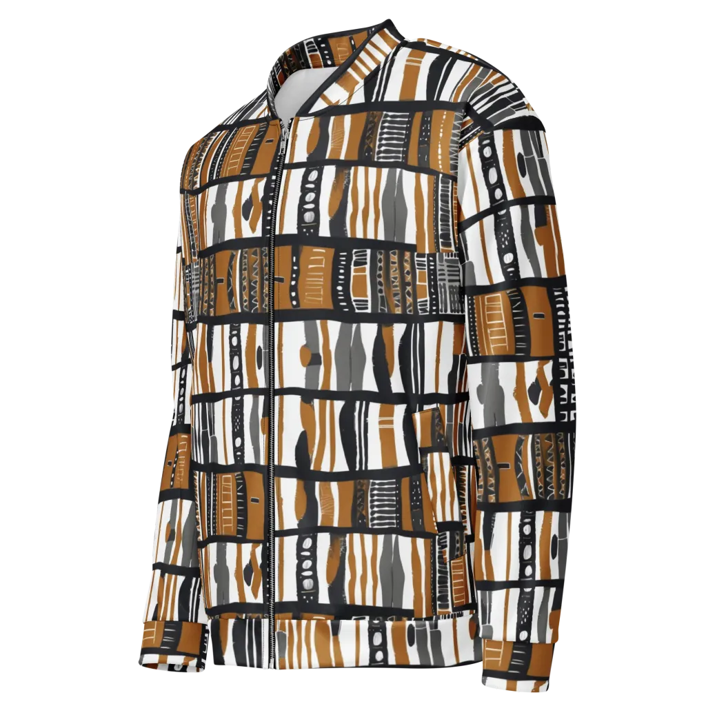 Ochre Rhythm on Bomber Jacket — Left Front