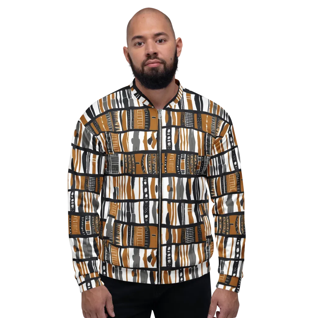 Ochre Rhythm on Bomber Jacket — Front
