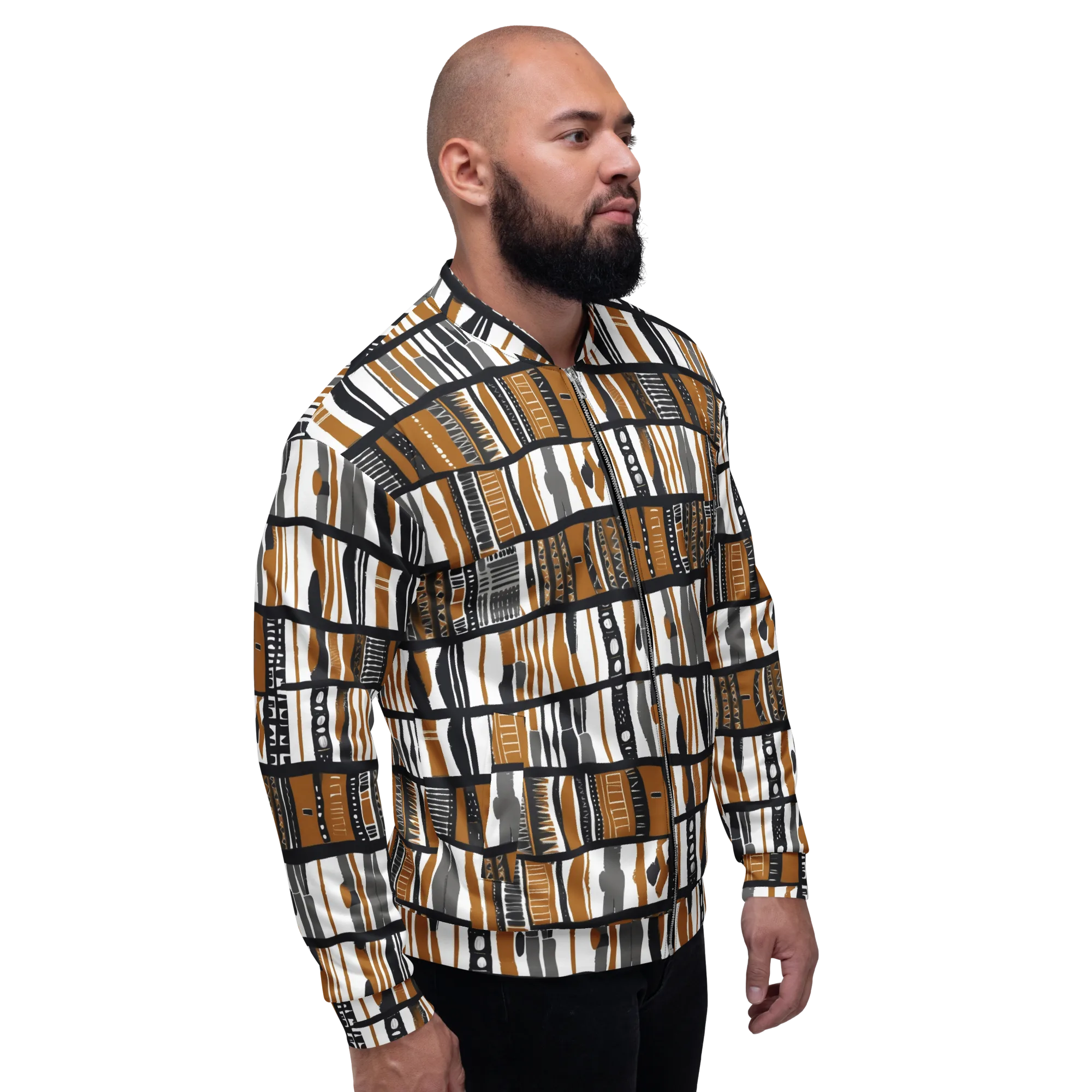Ochre Rhythm on Bomber Jacket — Right