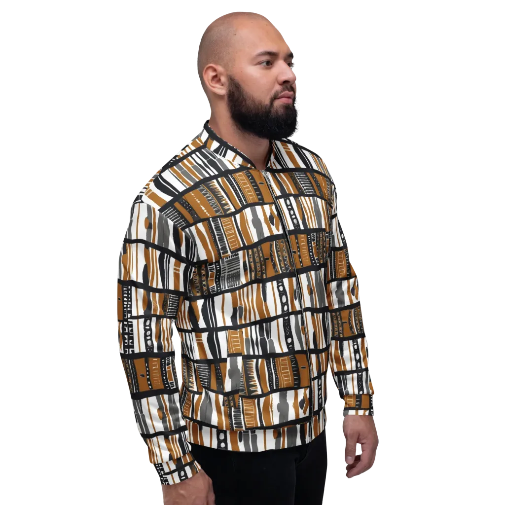 Ochre Rhythm on Bomber Jacket — Right