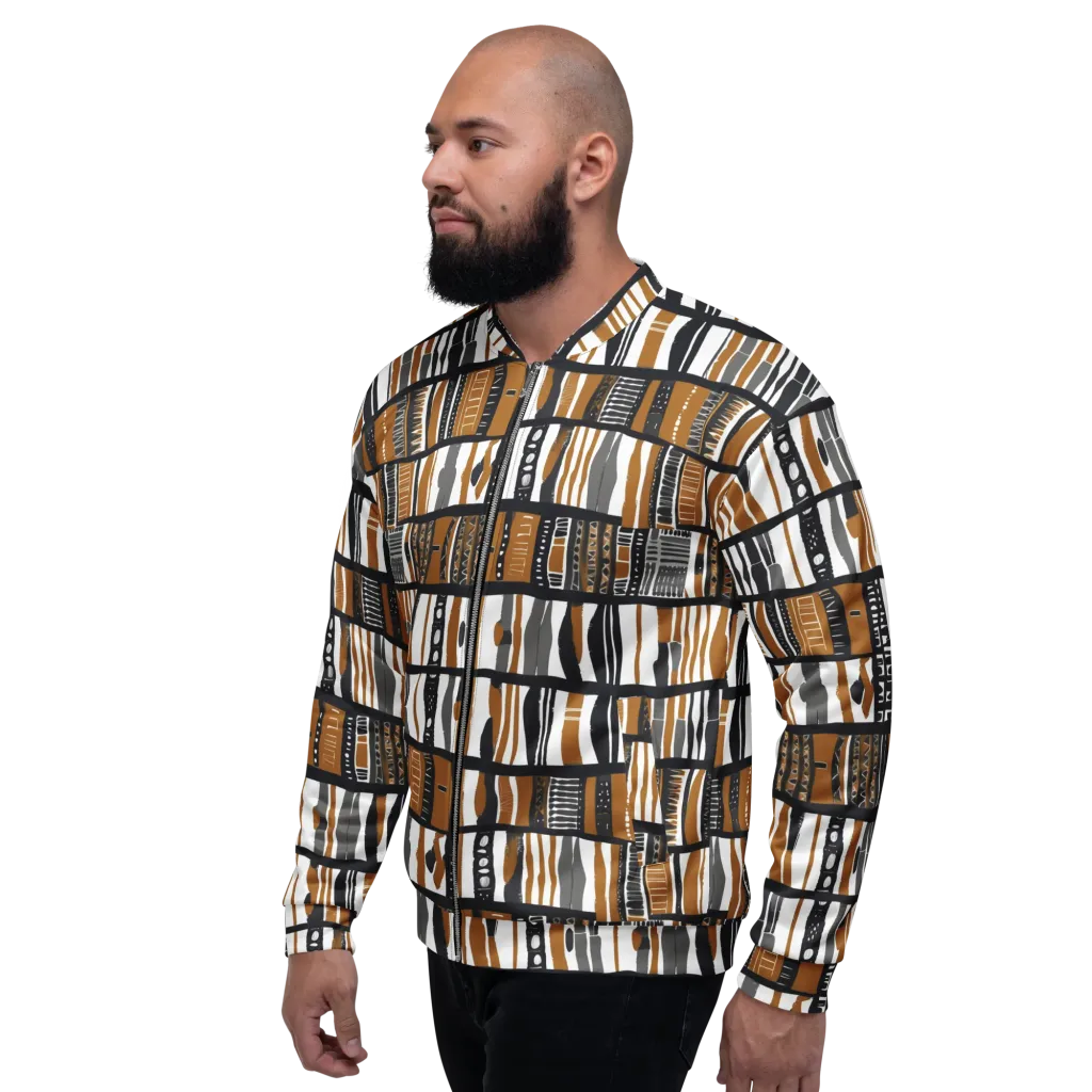 Ochre Rhythm on Bomber Jacket — Left