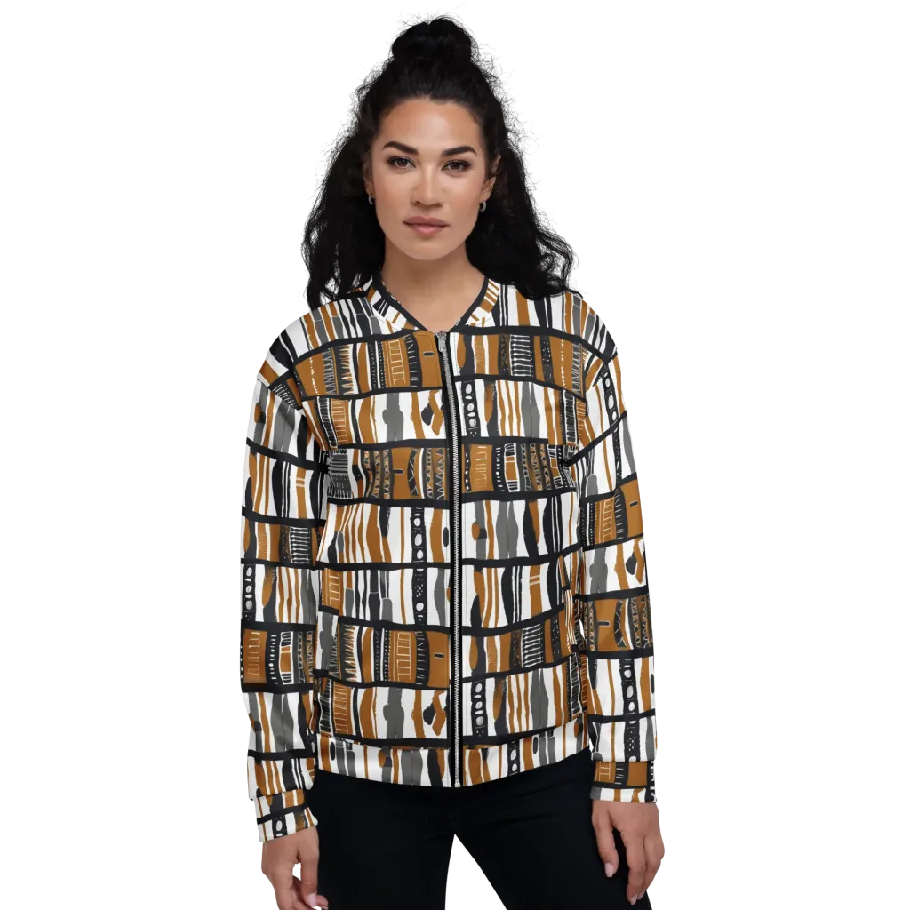 Ochre Rhythm on Bomber Jacket — Front