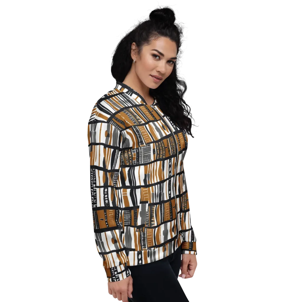 Ochre Rhythm on Bomber Jacket — Right