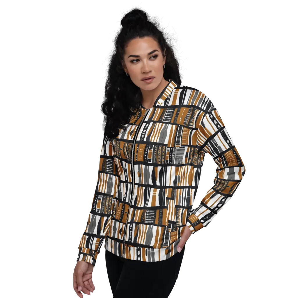 Ochre Rhythm on Bomber Jacket — Left